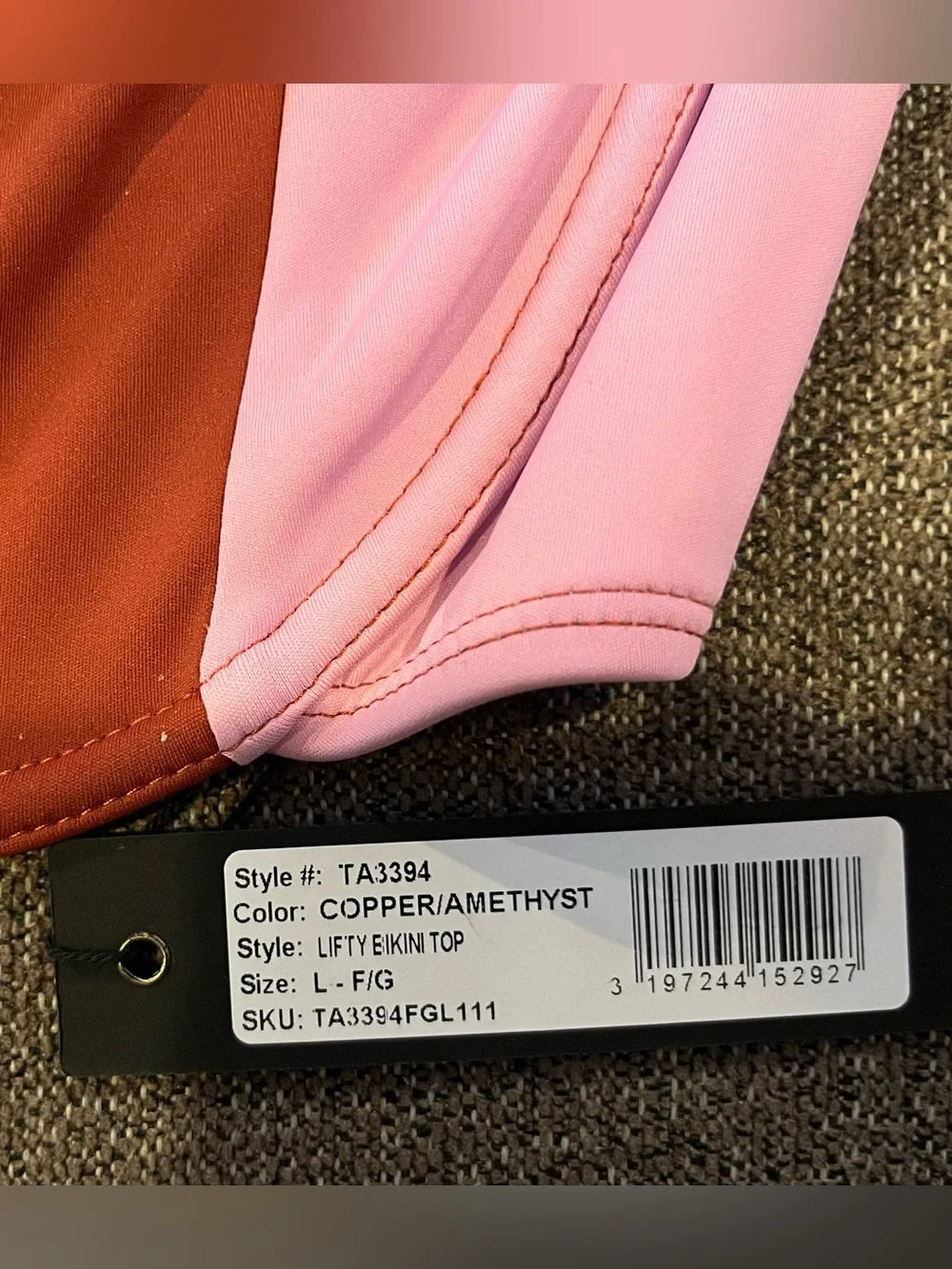 NWTs TA3 Lifty Bikini Top COPPER/AMETHYST - Size Large F/G